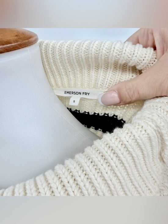 EMERSON FRY Carolyn Funnel Neck Sweater Navy French Stripe Organic - Picture 8 of 8